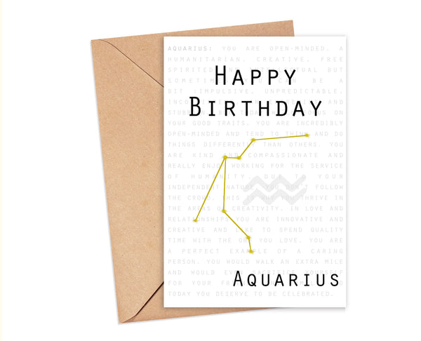 Aquarius - Zodiac Birthday Card