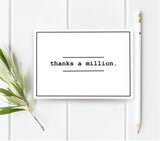 "Thanks a Million" Thank You Cards (10)